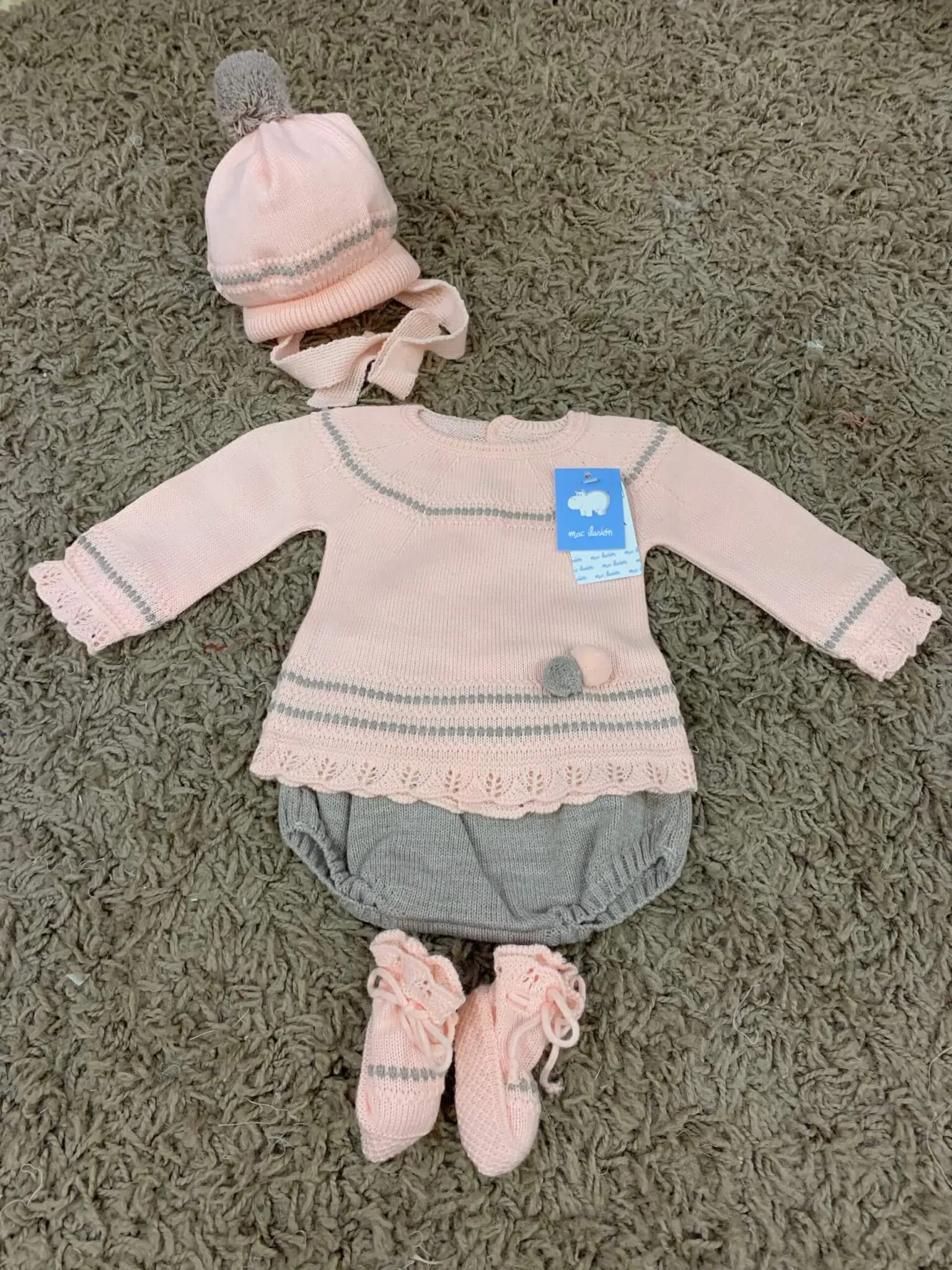 Conjunto bebé 4 piezas rosa