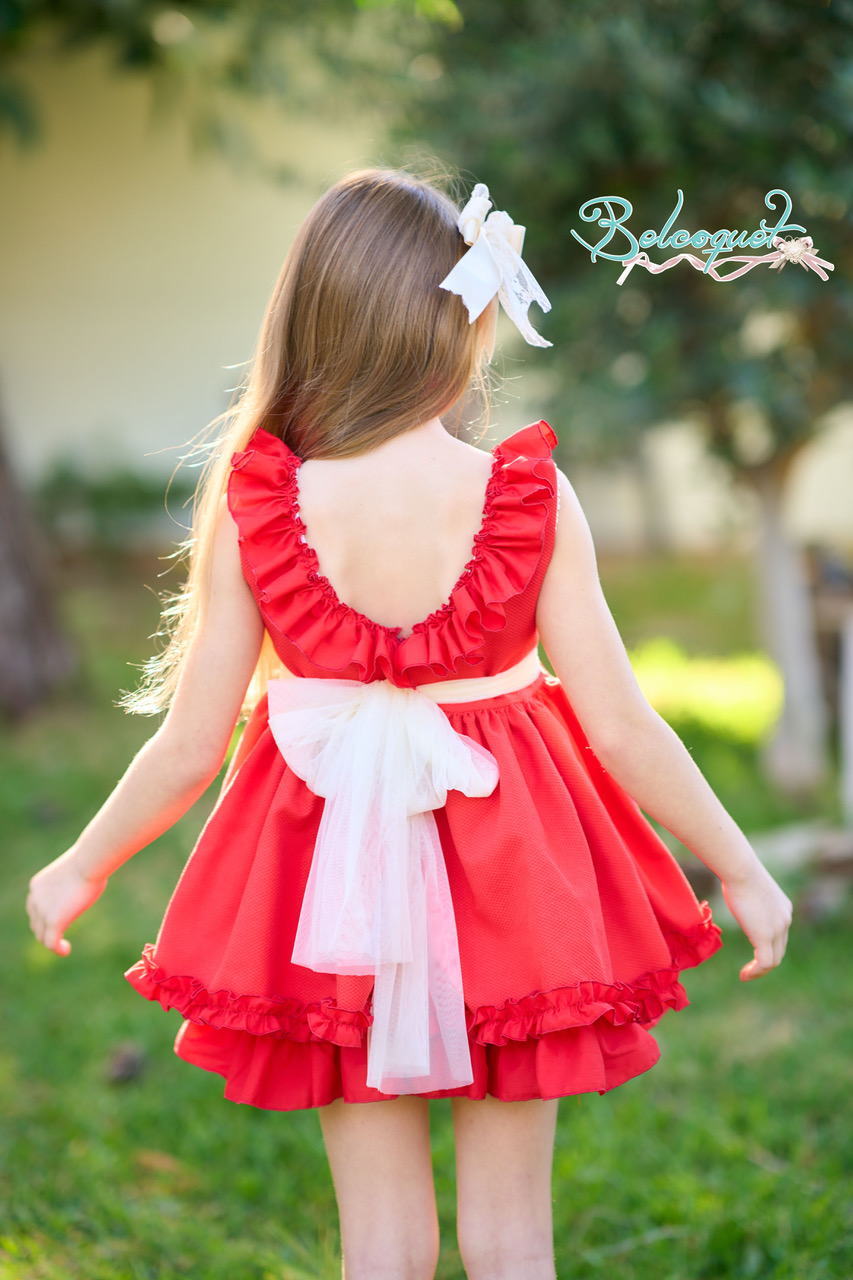 Vestido nina rojo fiesta ceremonia primavera verano Salinas 01