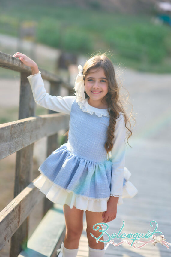 Lady vestido niña chanel azul - Imagen 4