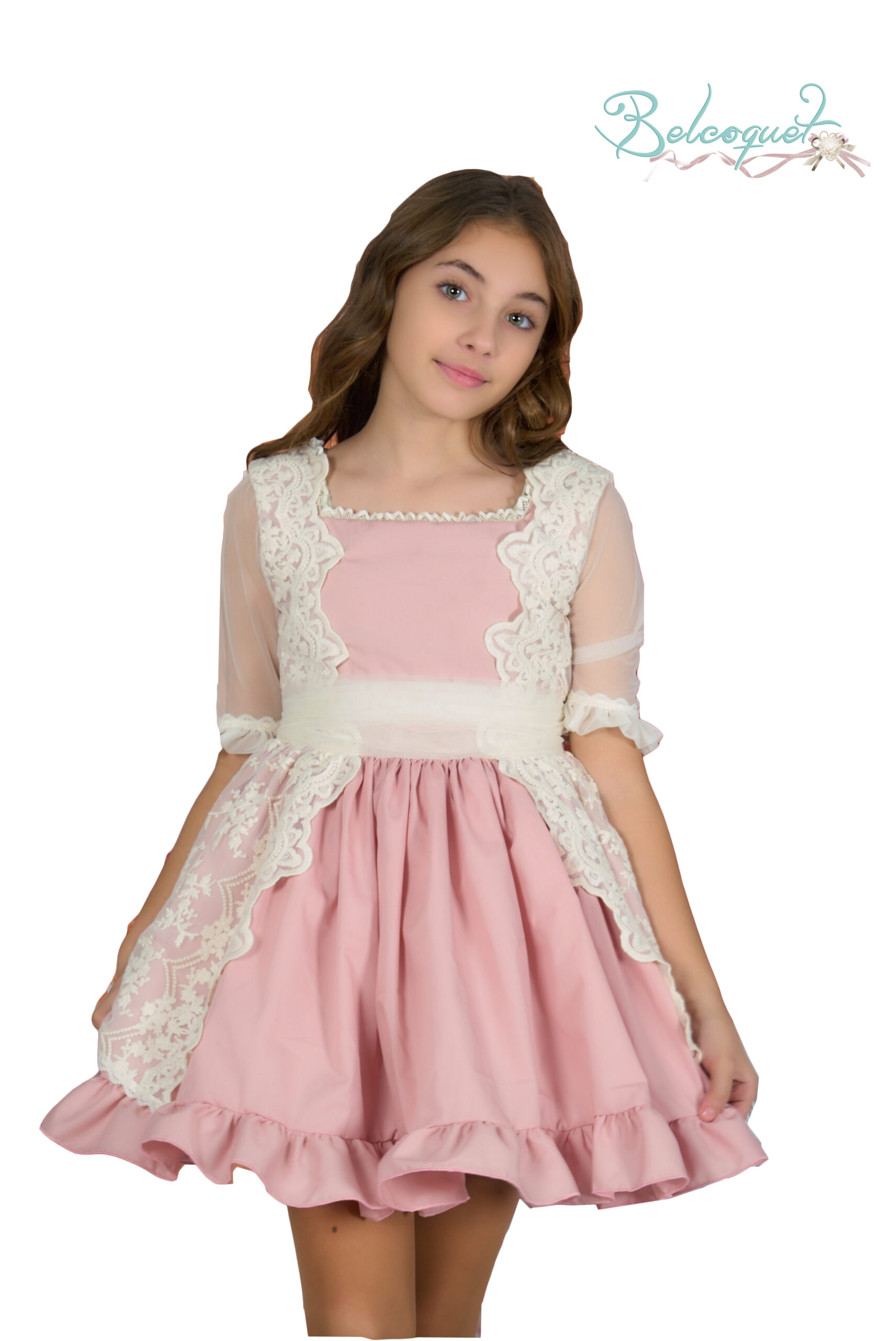 Abisal vestido niña ceremonia rosa maquillaje