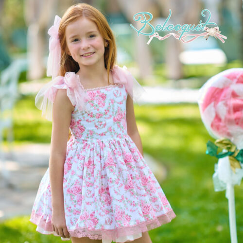 Vestido niña primavera verano tul rosa