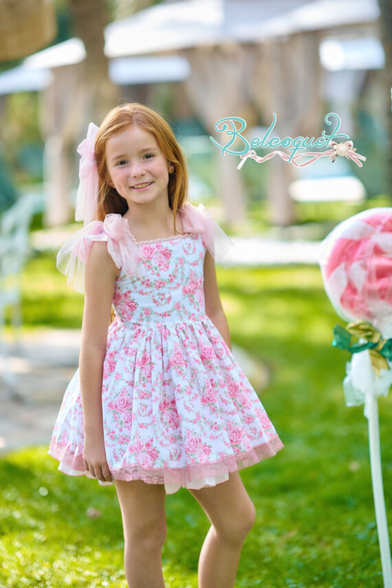 Vestido niña primavera verano tul rosa