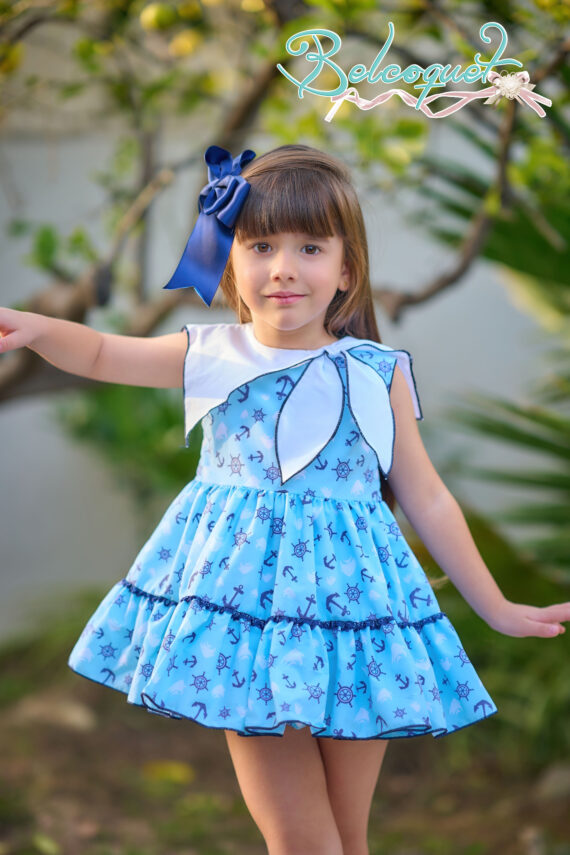 Vestido de niña marinero para primavera verano.