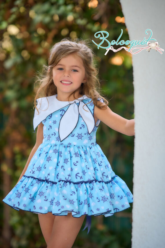 Vestido de niña marinero para primavera verano.